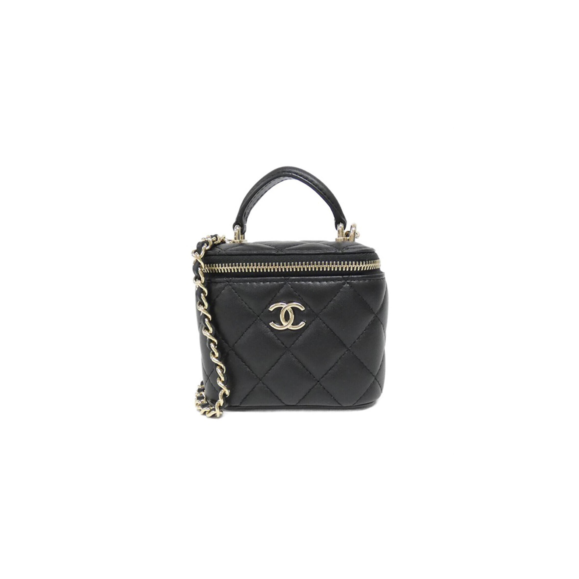 CHANEL MASTER BLACK QUILTED MINI VANITY WITH CHAIN AP2198  (11*8.5*7cm)